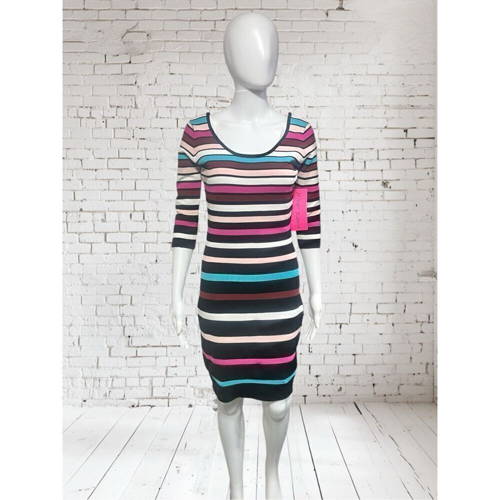 Betsey Johnson Stripped 3/4 Sleeve Dress